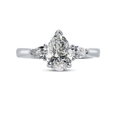 Pear Cut With Pair of Pear Shape Side Stones Diamond Engagement Ring Top View