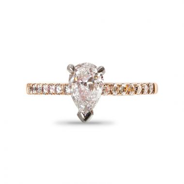 Pear Shaped  Diamond Engagement Ring Micro Setting Top View