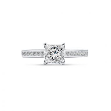 Four Claw Princess Cut Diamond Channel Setting Engagement Ring Top View
