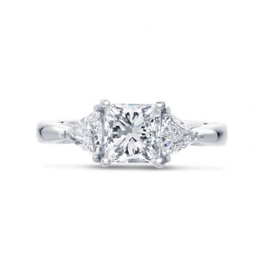 Princess Cut Trilliant Side Stones Trilogy Engagement Ring 