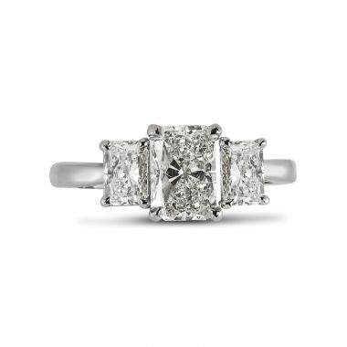 Radiant Cut Trilogy Diamond Engagement Ring Top View