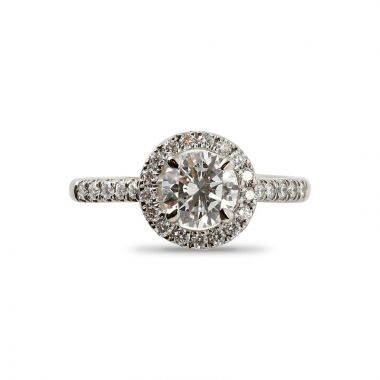 Round Cut Diamond Halo Engagement Ring Top View