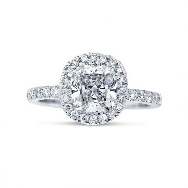 Cushion Cut Double Halo Diamond Engagement Ring Top View