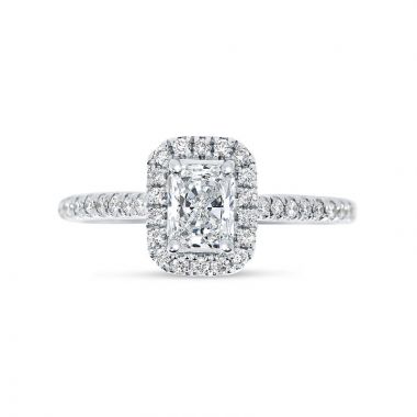 Emerald Cut Diamond Halo Engagement Ring Top View
