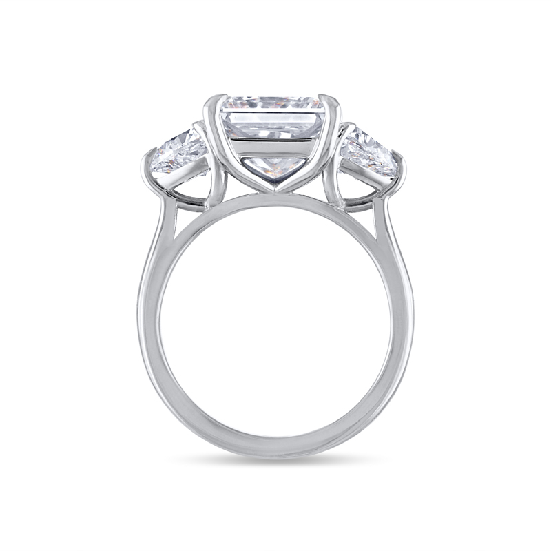 Large Lab Grown Princess Cut Trilliant Trilogy Engagement Ring