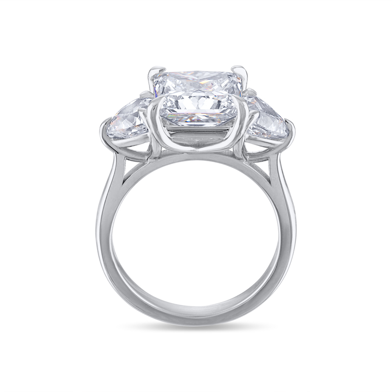 Large Lab Grown Princess Cut Trilliant Trilogy Engagement Ring