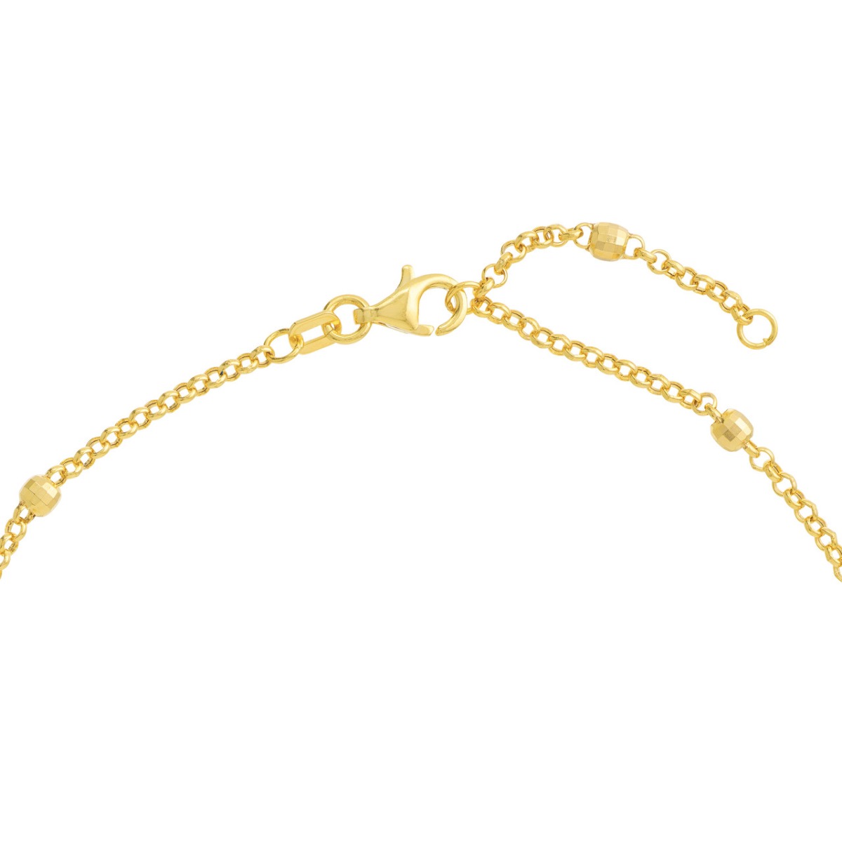 Gold Bead Station Rolo Chain Anklet