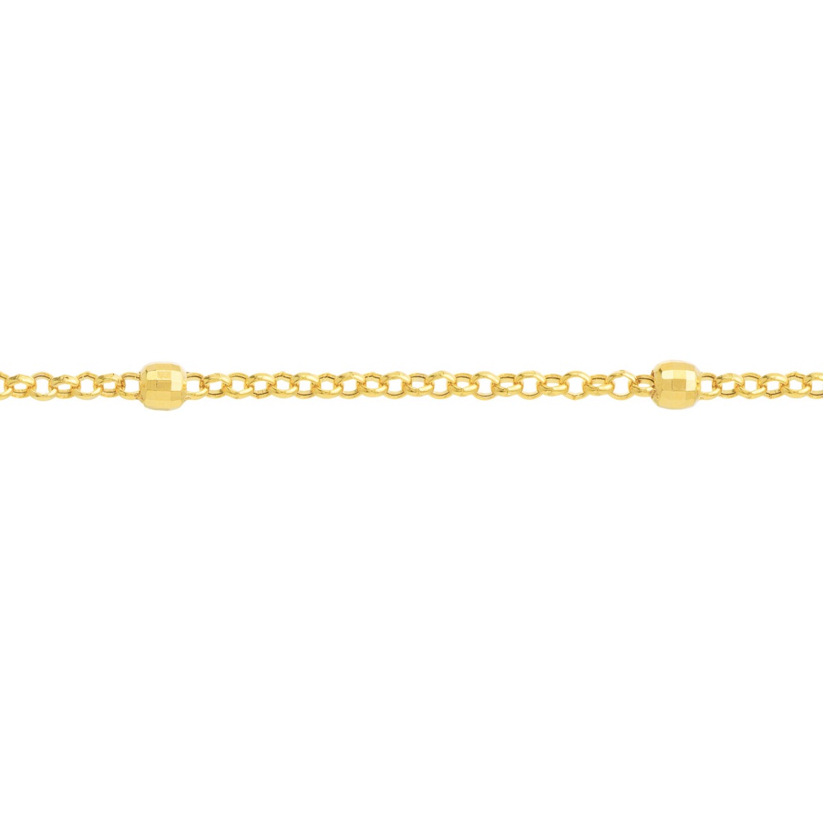 Gold Bead Station Rolo Chain Anklet