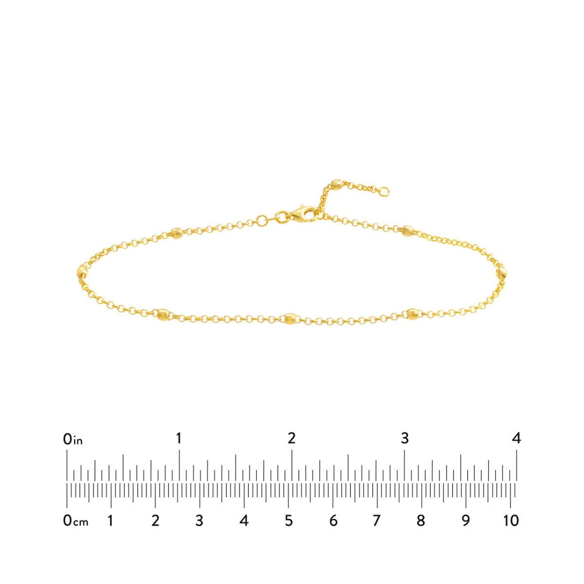 Gold Bead Station Rolo Chain Anklet