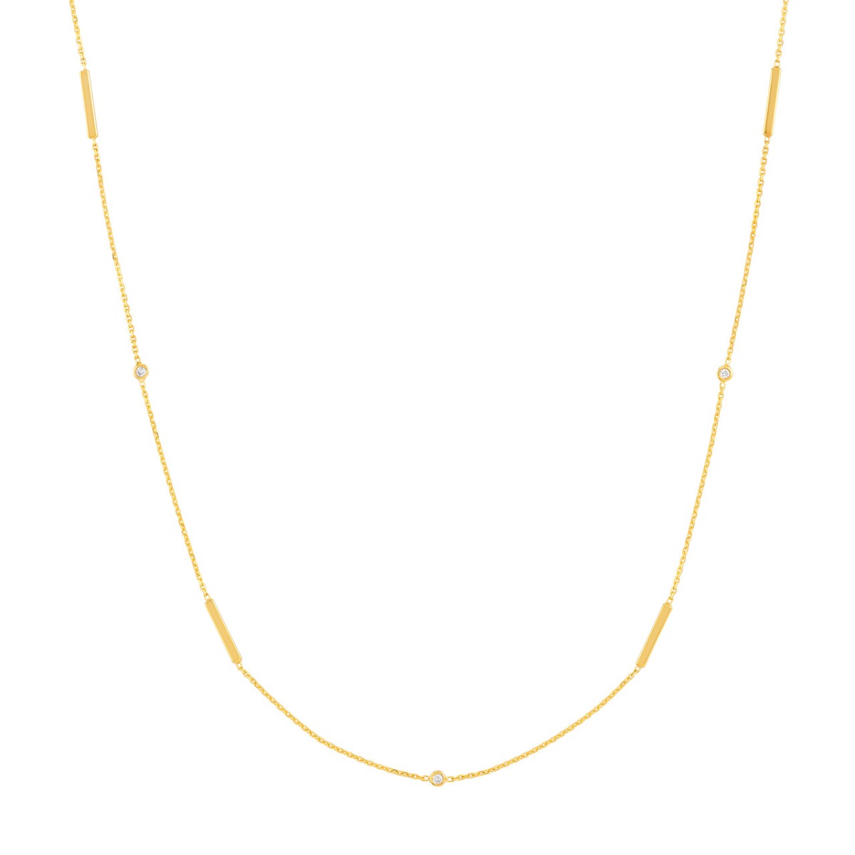 Diamond Bezel and Bar Station Necklace