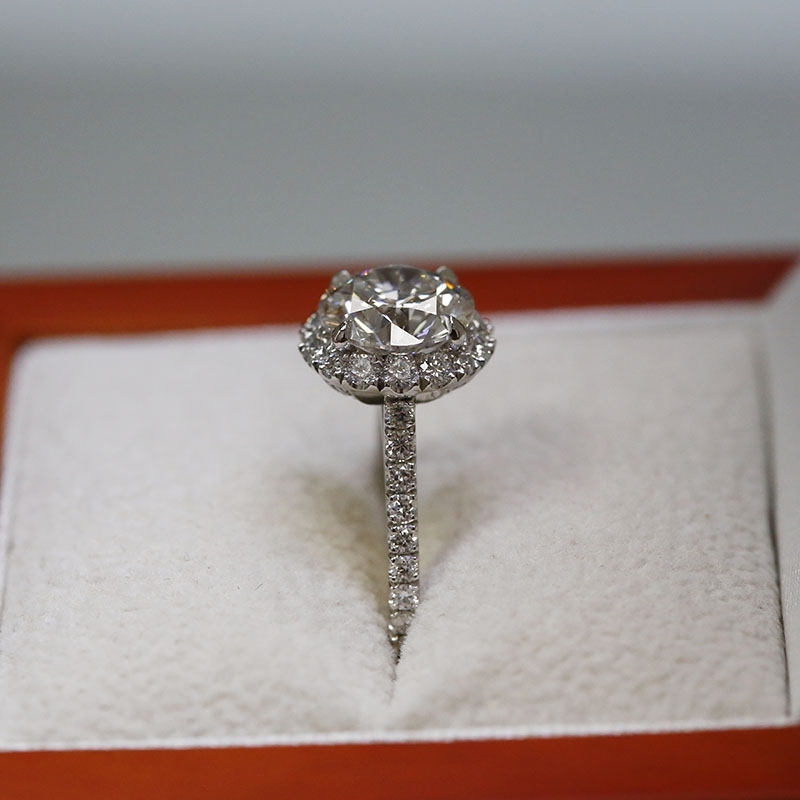 Large Lab Grown Diamond Halo Bespoke Engagement Ring
