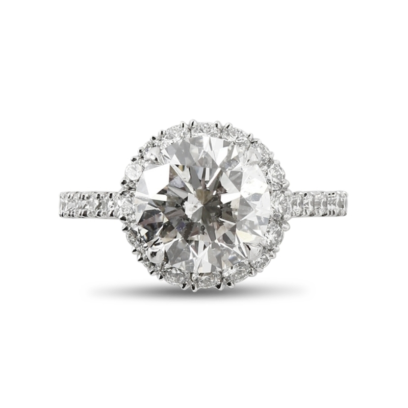 Diamond Halo Bespoke Engagement Ring Top View