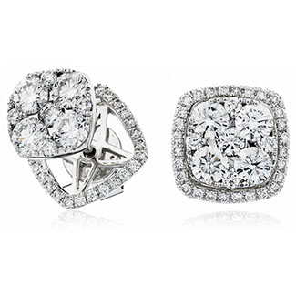 2 Part Cushion Shape Pave Diamond Earrings Studs