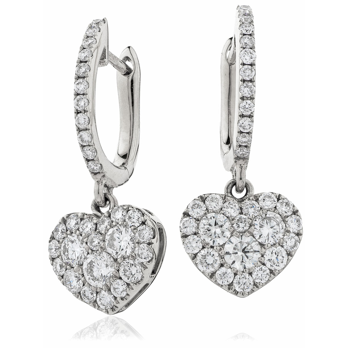 Heart Shape Micro Set Drop Hoops Diamond Earrings