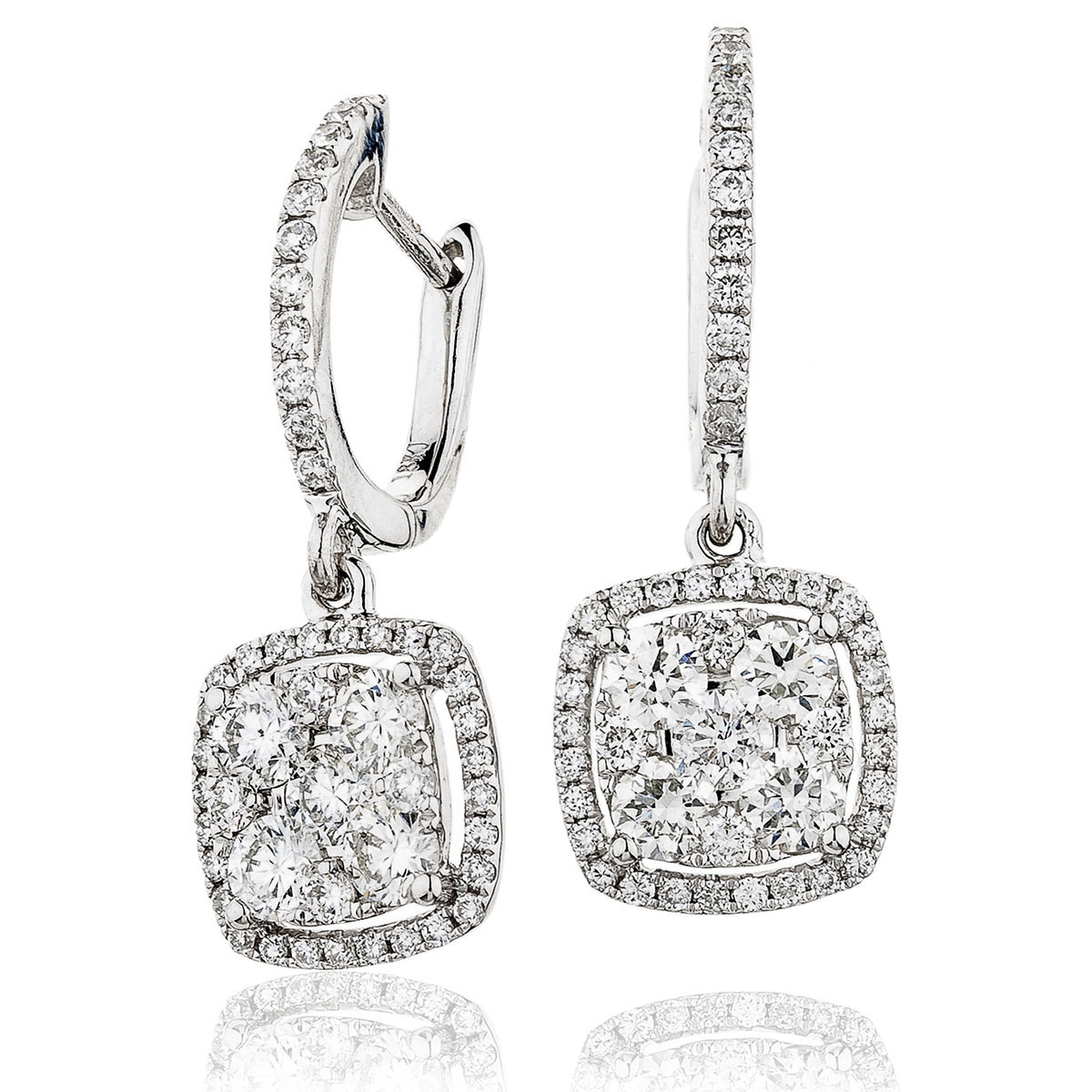 Pave Droop Hoops Diamonds Earrings