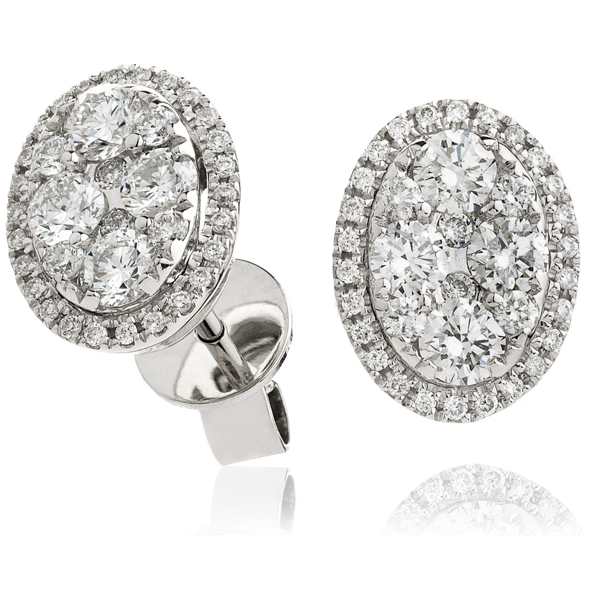 Large Pave Set Diamond Earrings Studs