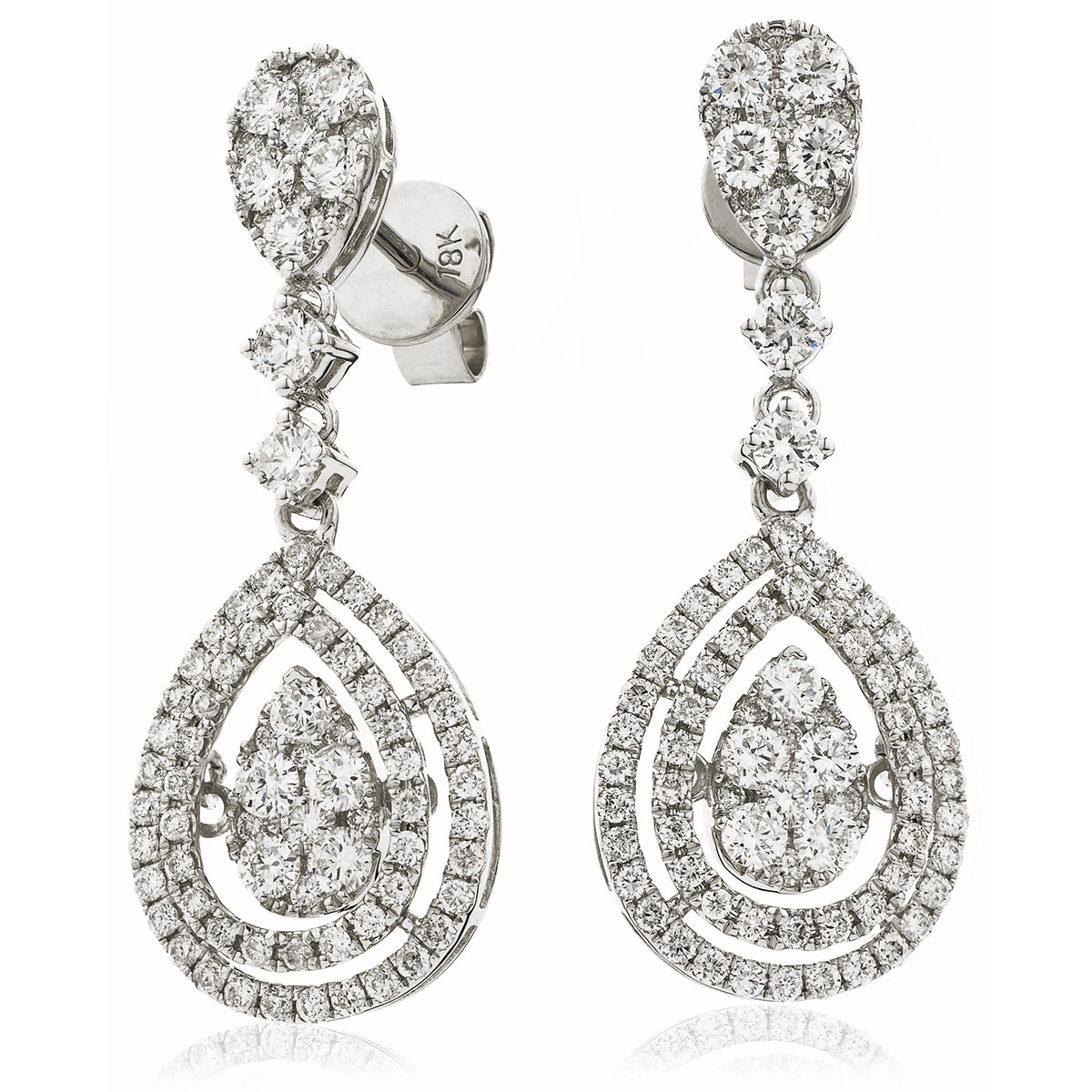 Teardrop Shape Moveable Diamond Drops Earrings