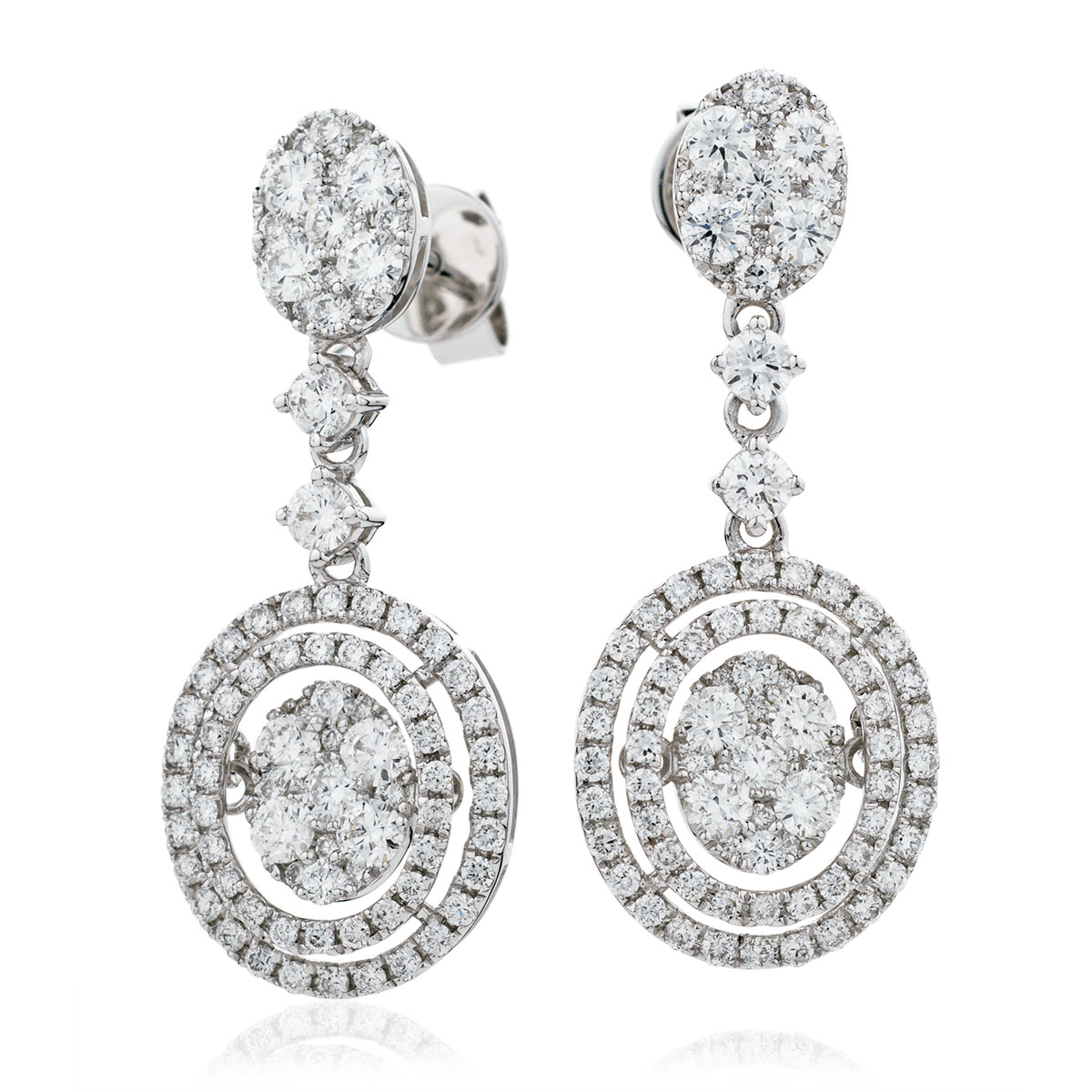 Moveable Round Drop Diamond Earrings