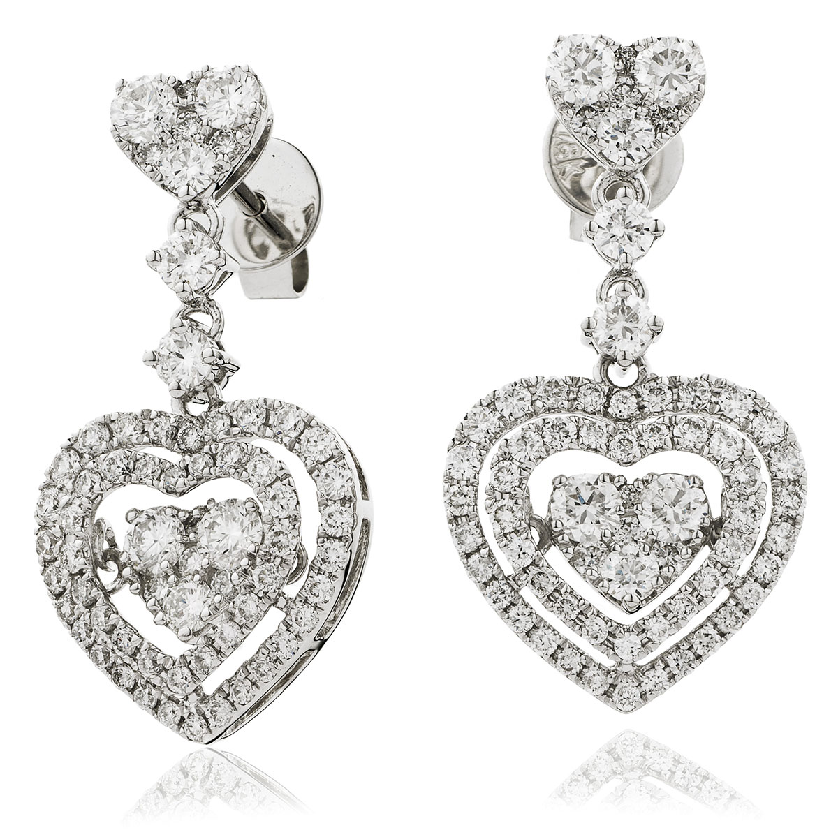 Heart Shape Moveable Diamond Drop Earrings