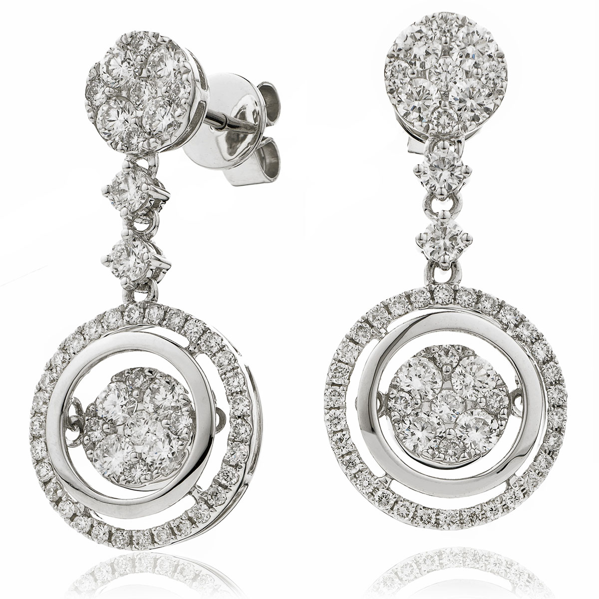 Round Shape Moveable Drop Diamond Earrings