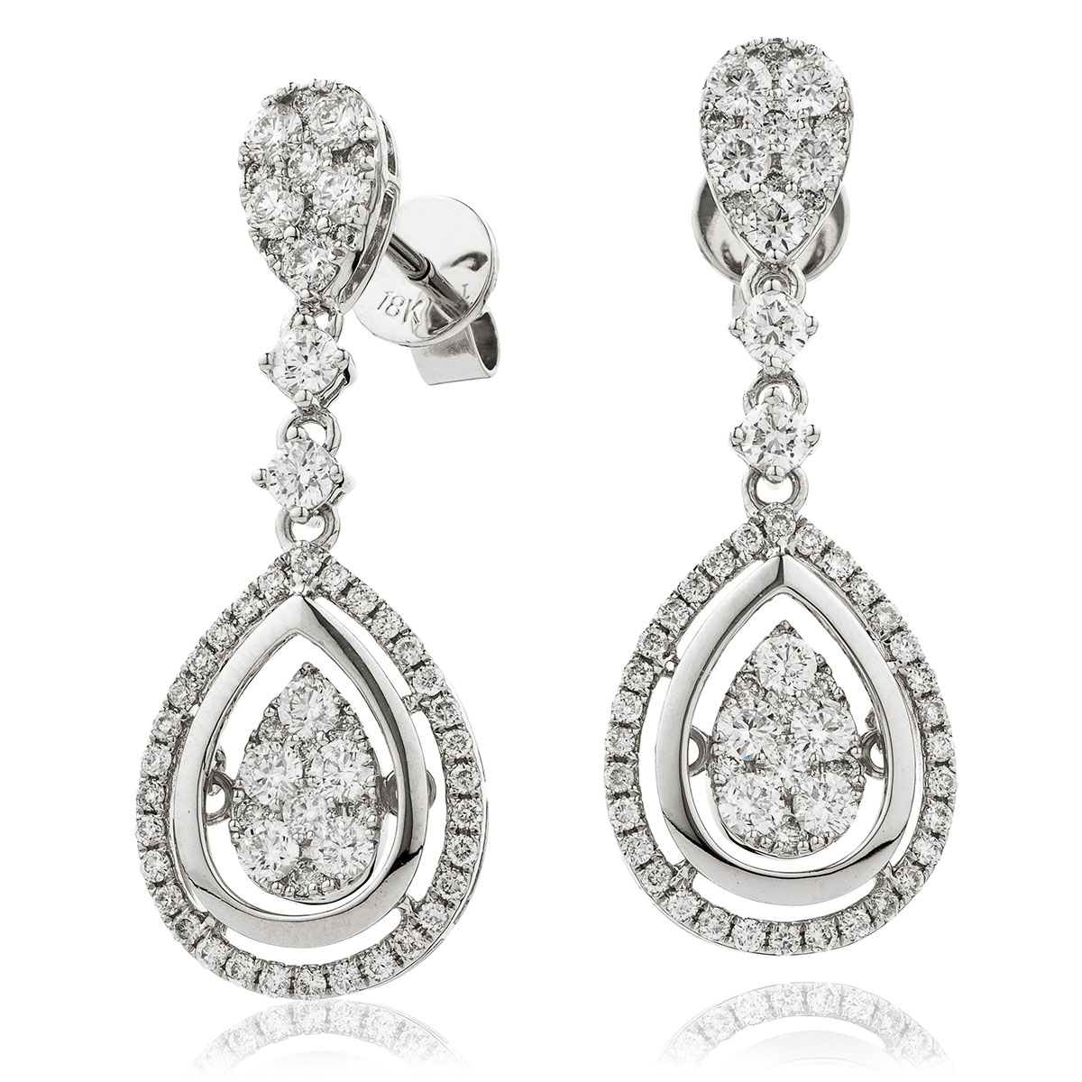 Teardrop Moveable Diamond Drops Earrings