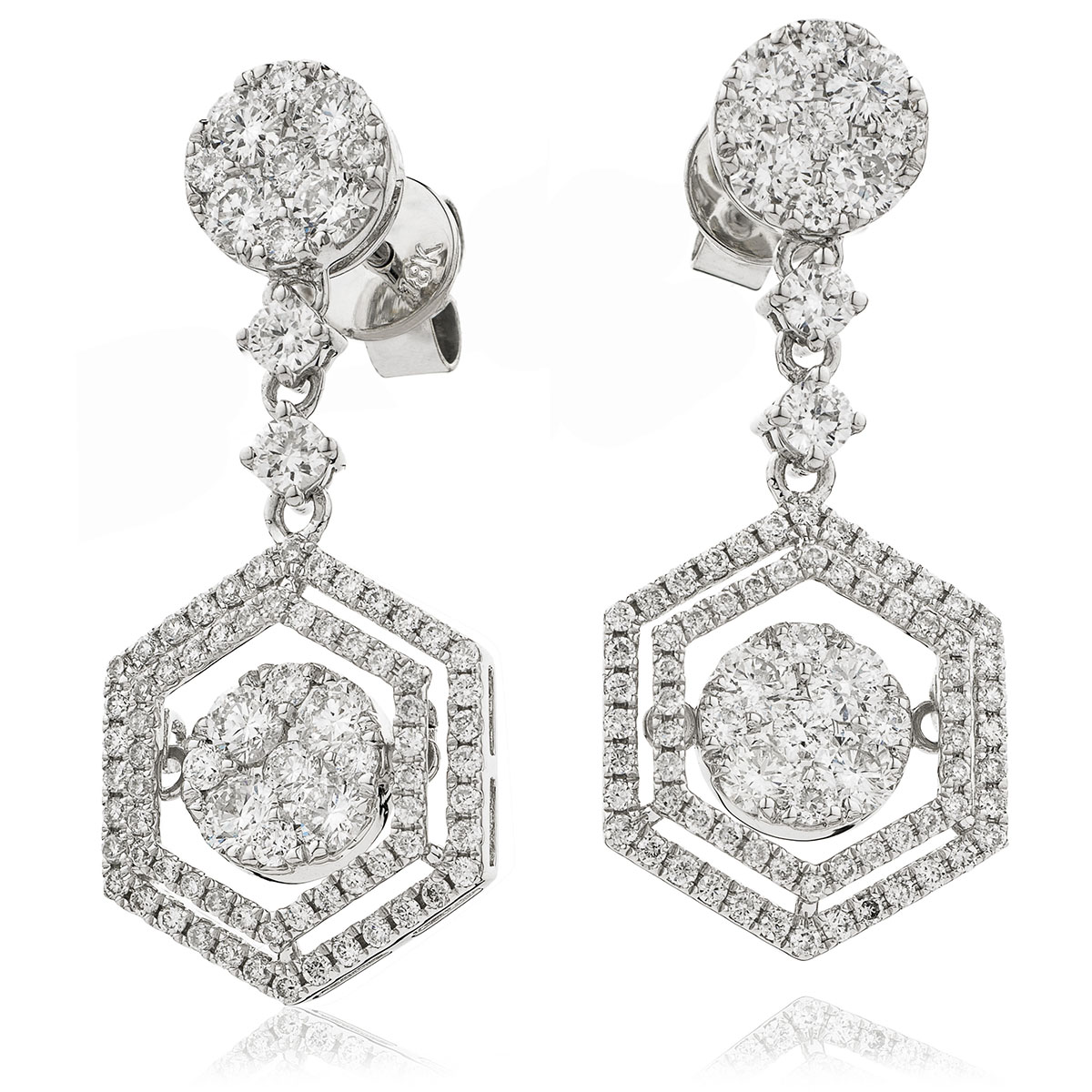 Moveable Drop Diamond Earrings