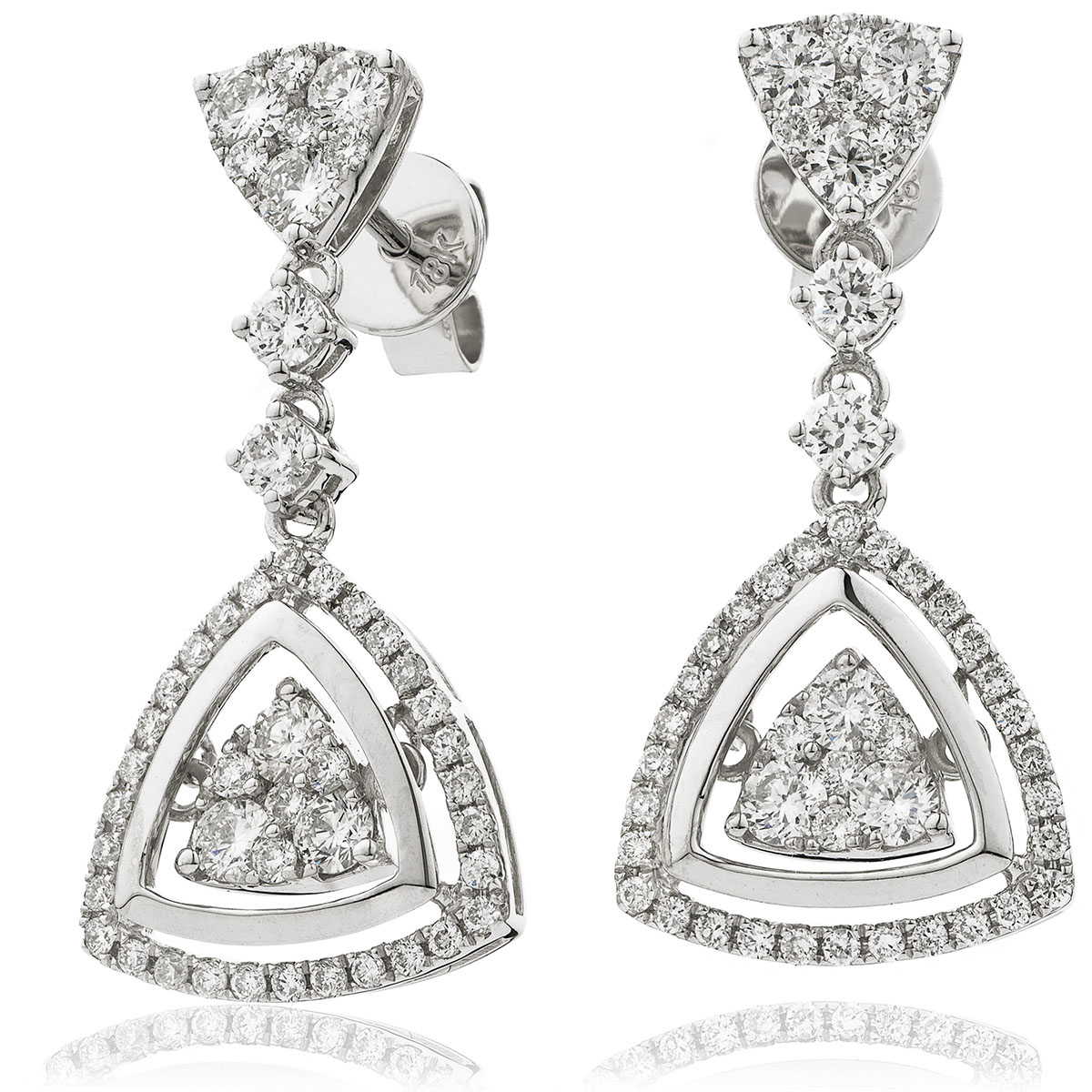 Triangle Shape Moveable Drop Diamond Earrings