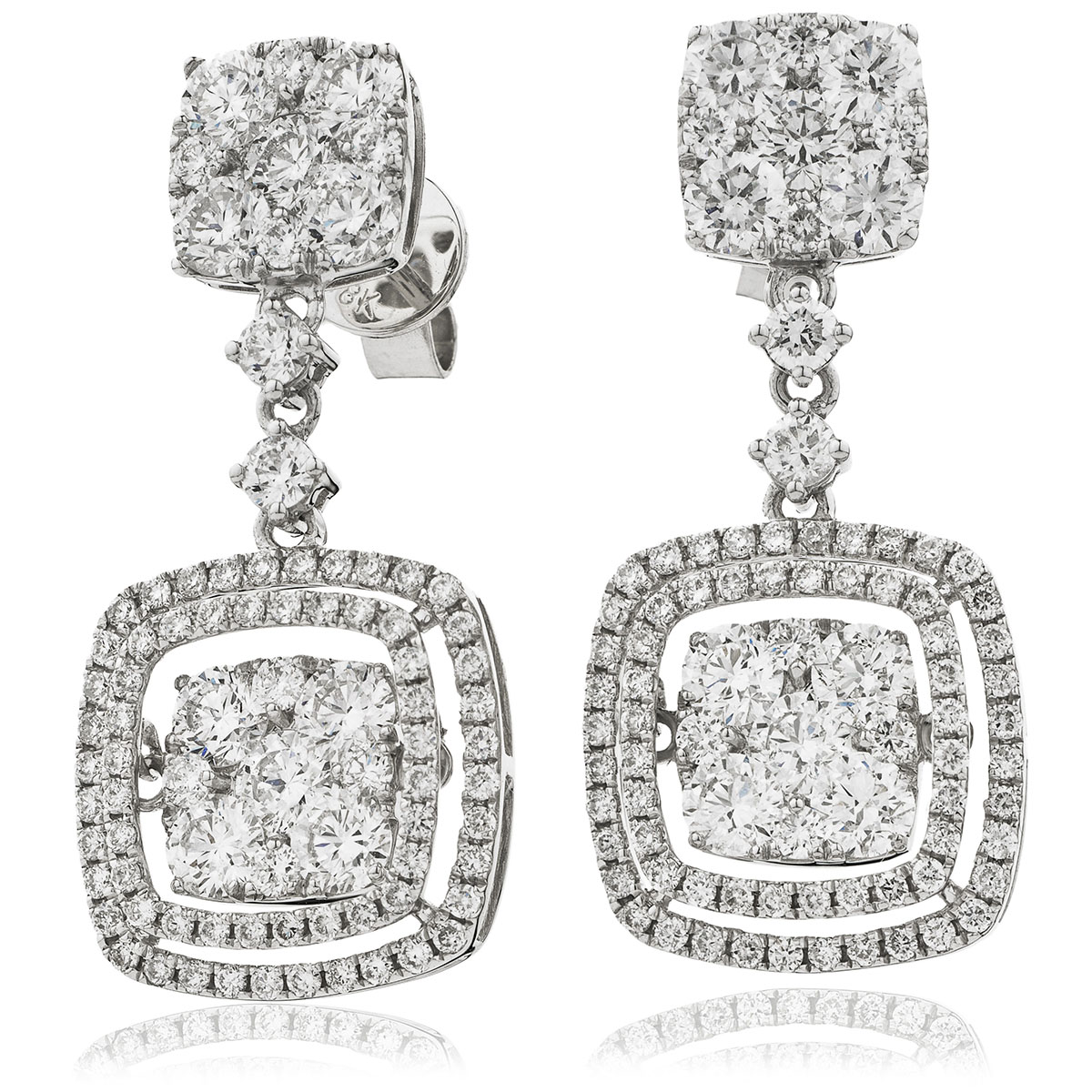 Square Shape Moveable Diamond Drops Earrings