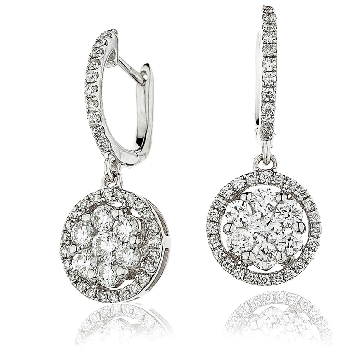 Open Halo Drop Hoops Diamond Earring