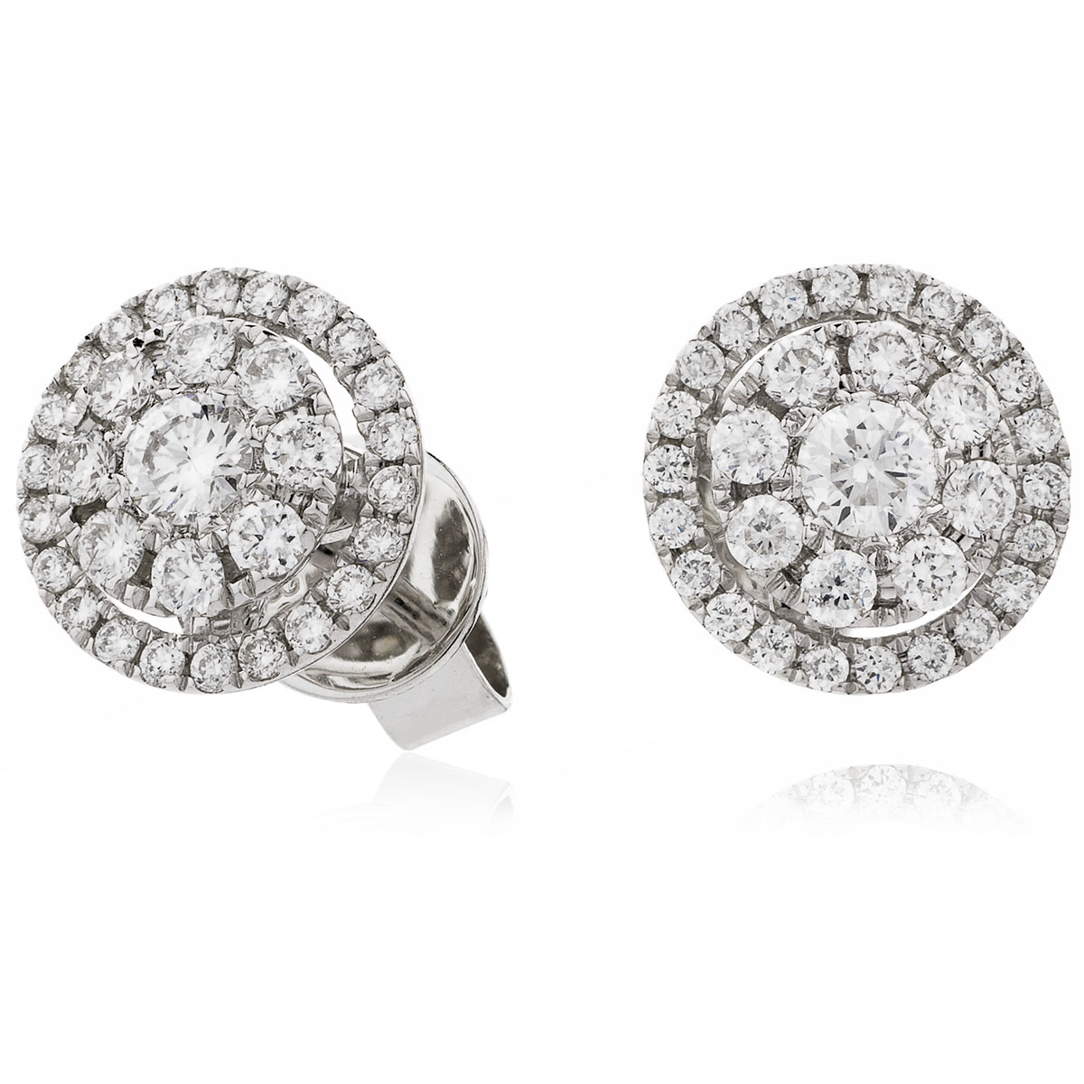 Light Halo Pave Set Diamond Earring Studs