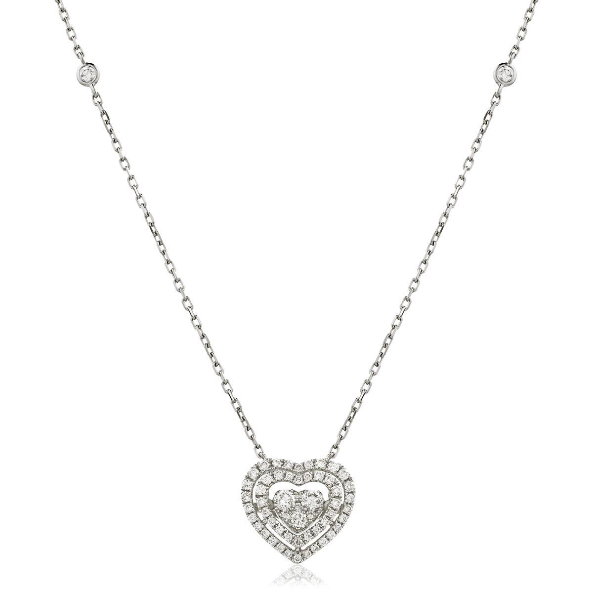 Chain Double Halo Heart Diamond Pendant