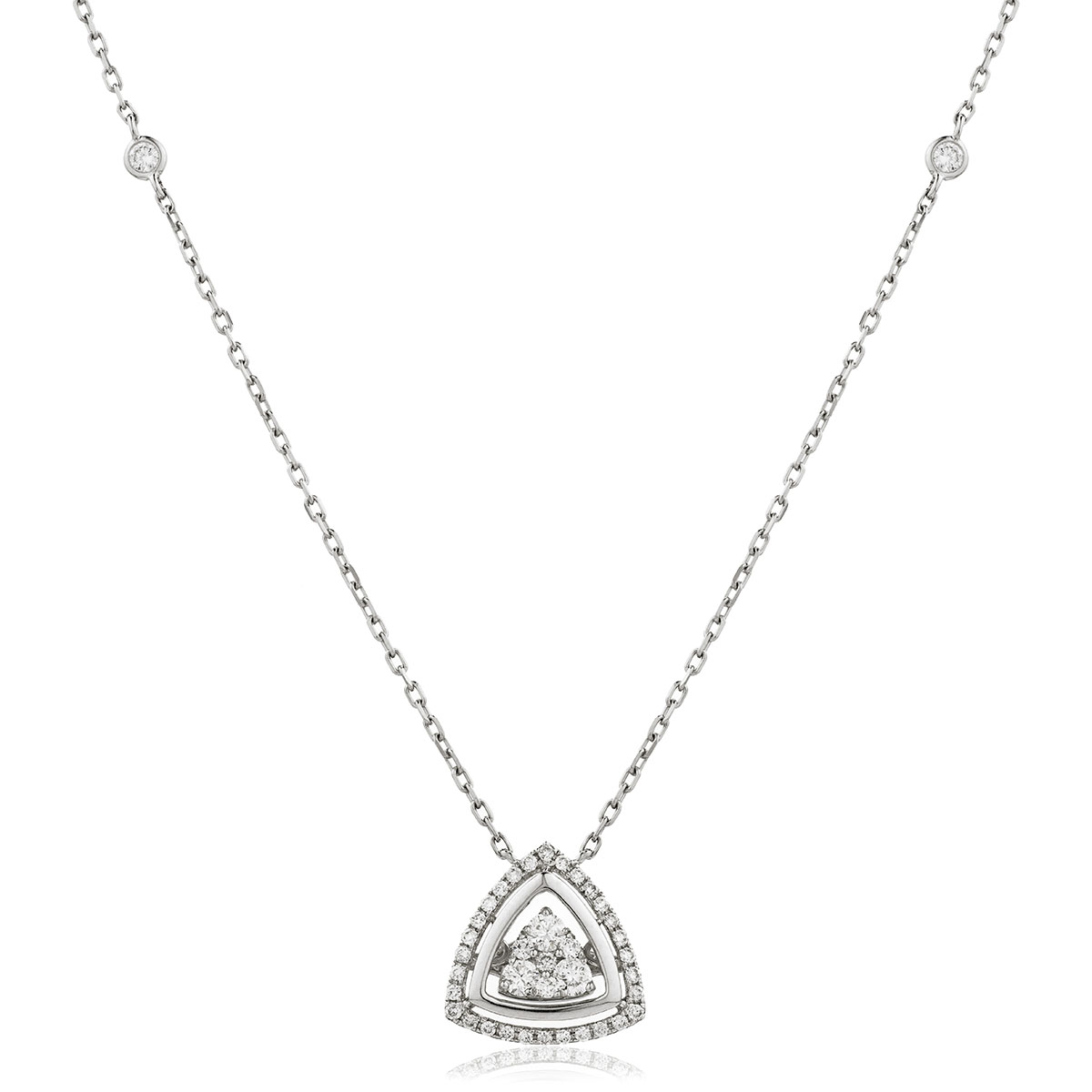 Chain Outer Halo Triangle Diamond Pendant