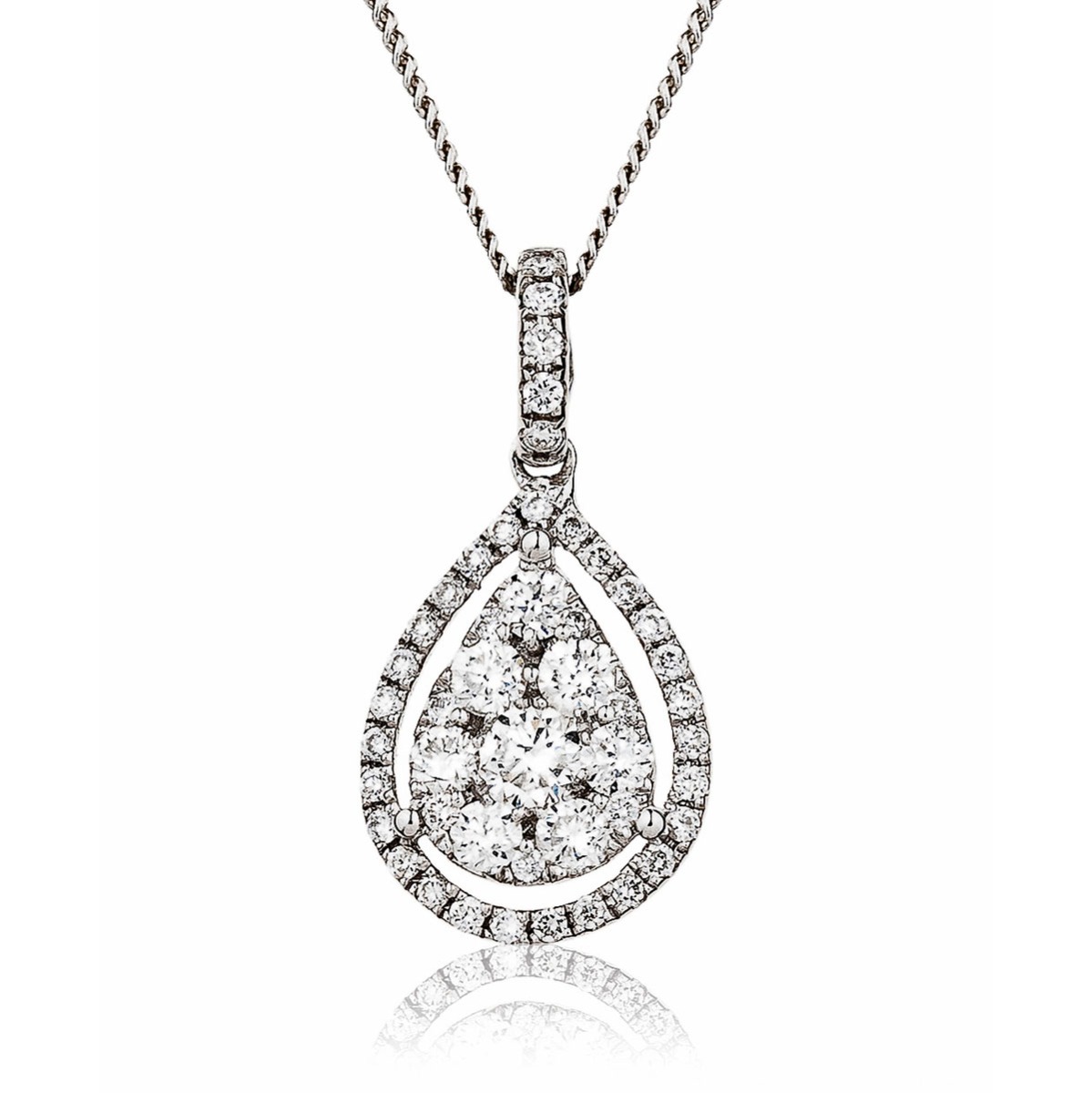 Pear Shaped Open Halo Pave Diamond Pendant