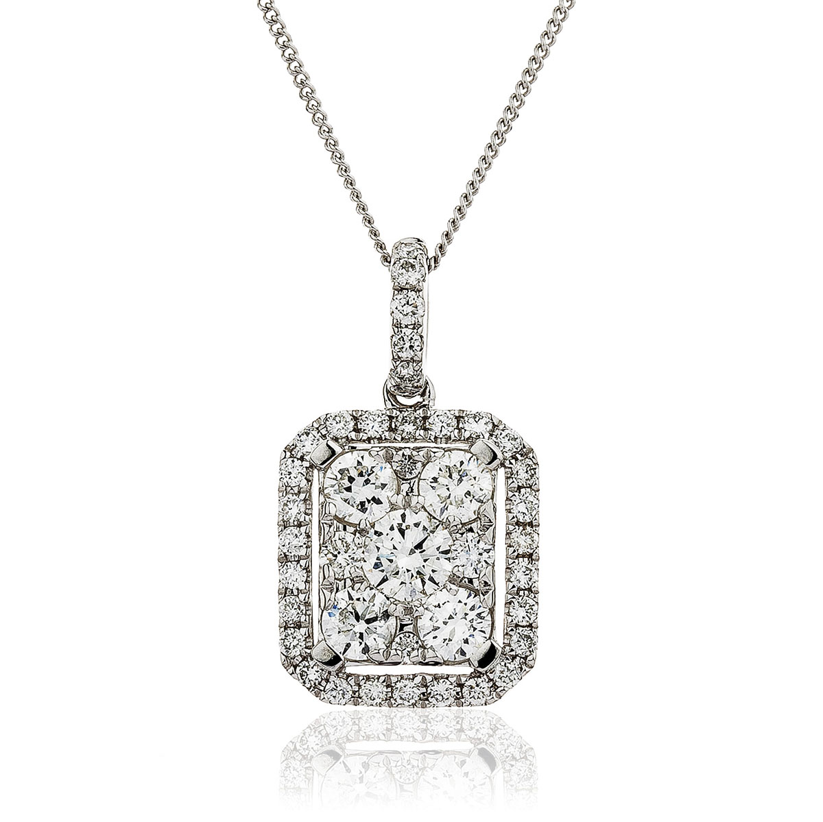 Emerald Shape Pave Diamond Pendant