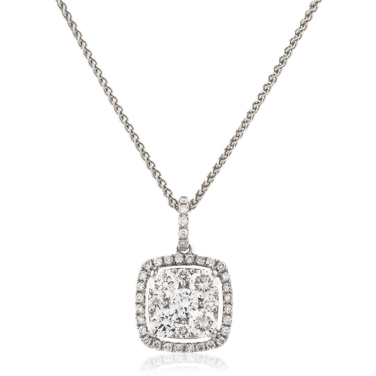 Cushion Shape Pave Diamond Pendant