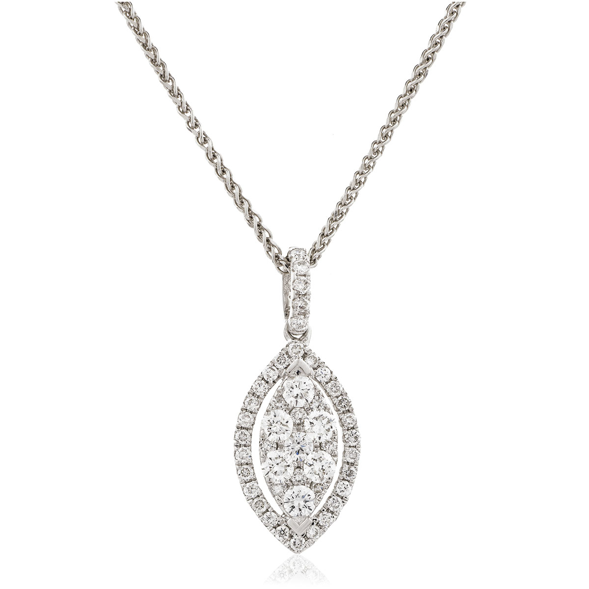 Leaf Shaped Open Halo Pave Diamond Pendant