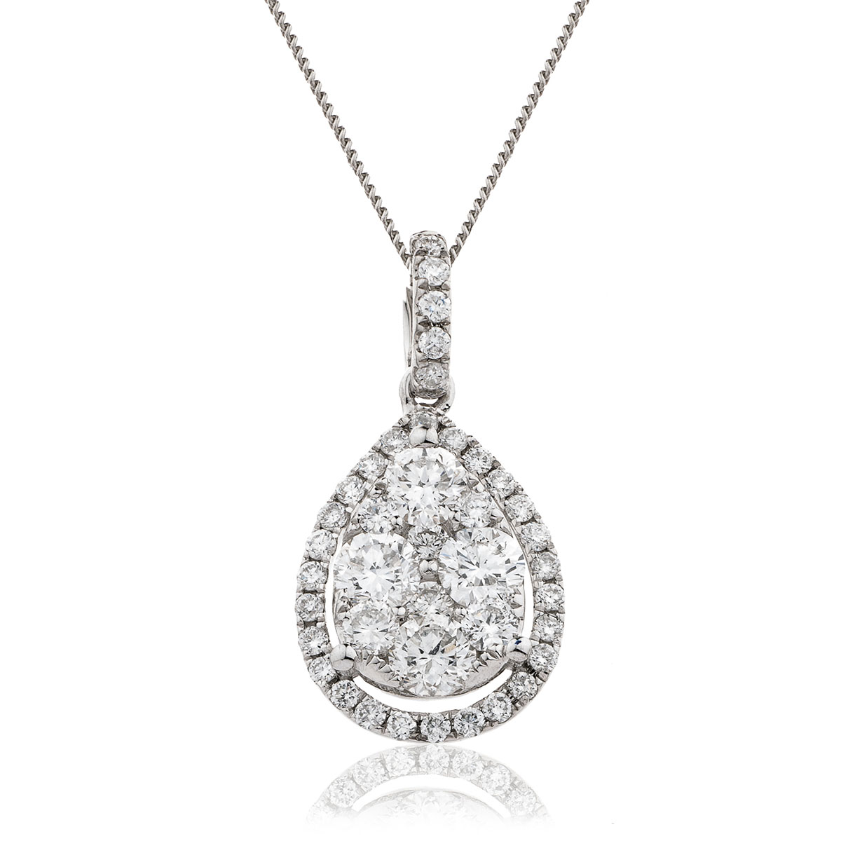 Pear Shaped Medium Halo Pave Diamond Pendant