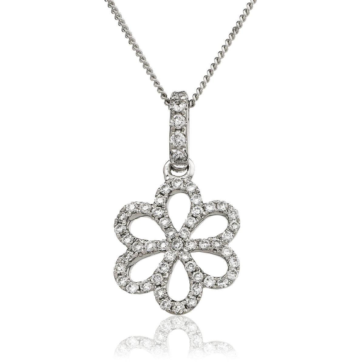 Flower Shape Open Micro Set Diamond Pendant