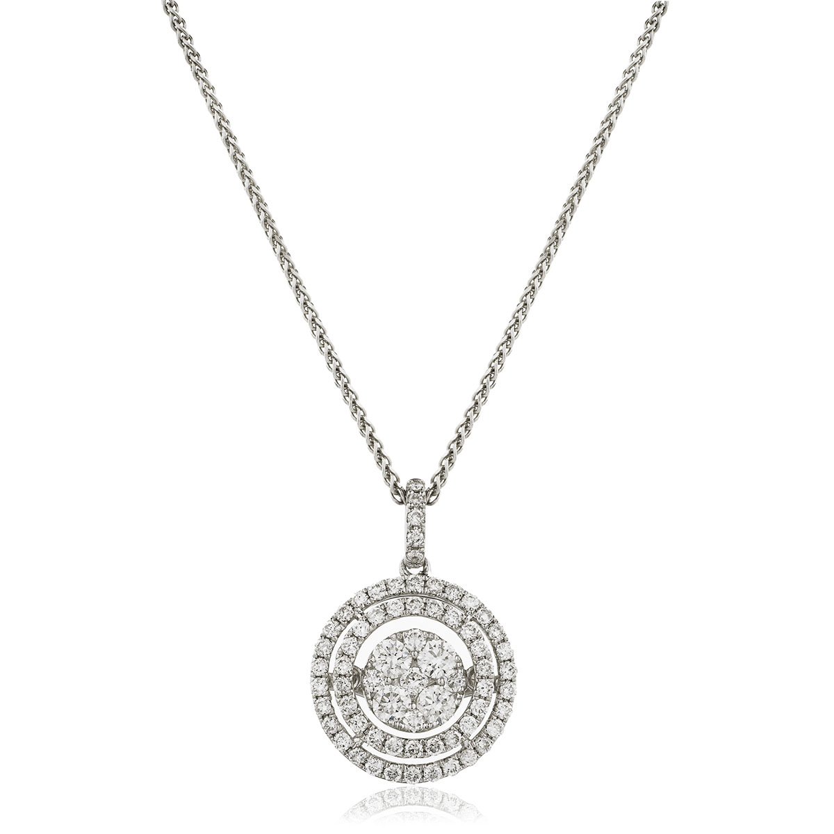 Round Shape Double Halo Diamond Pendant