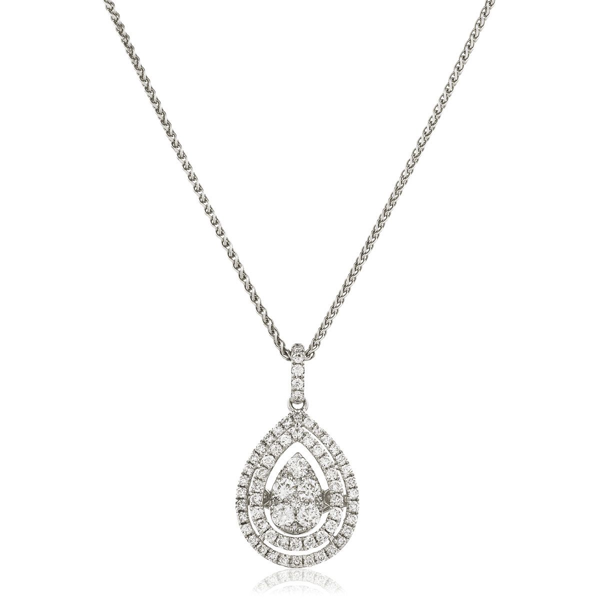 Pear Shaped Double Halo Diamond Pendant