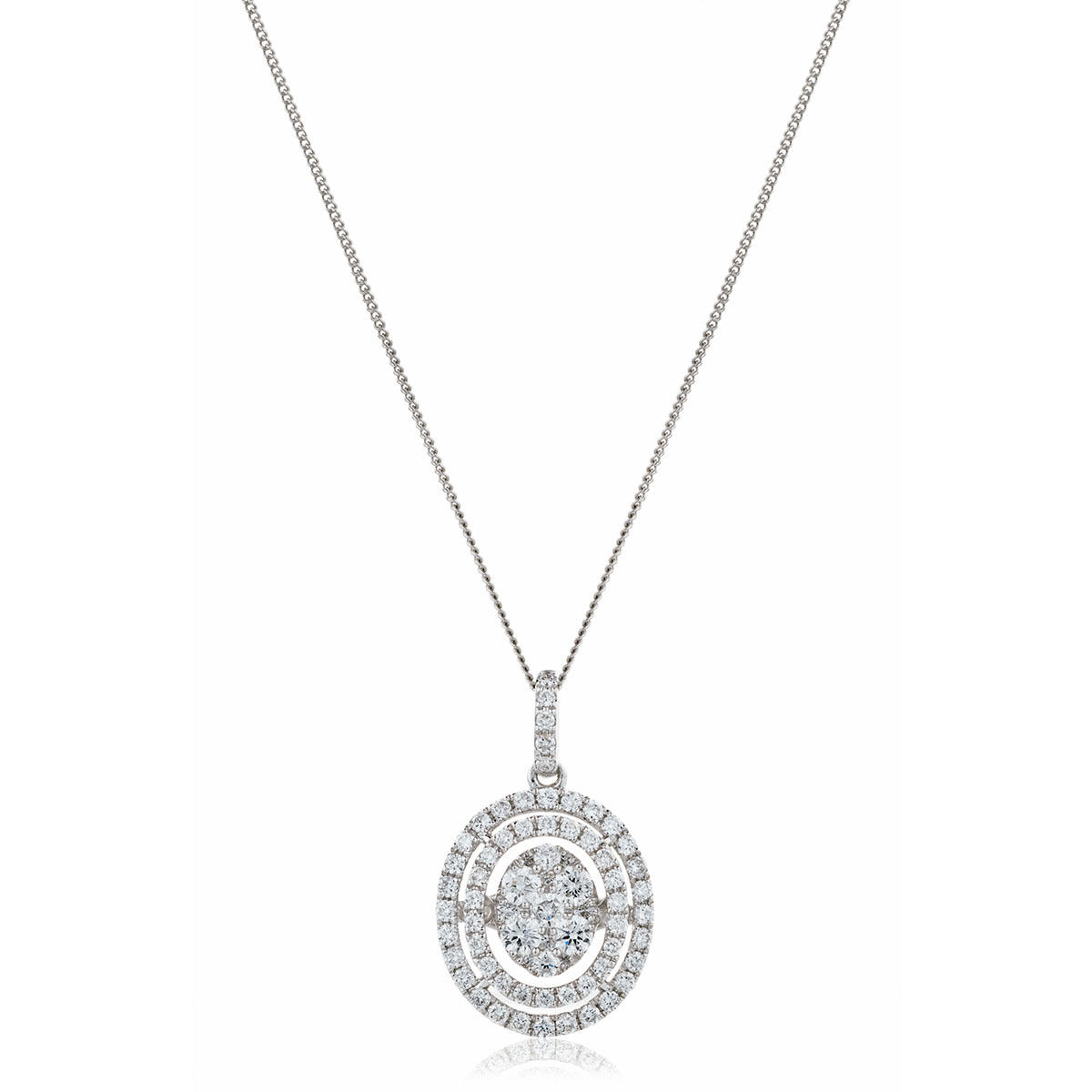 Oval Shaped Double Halo Diamond Pendant