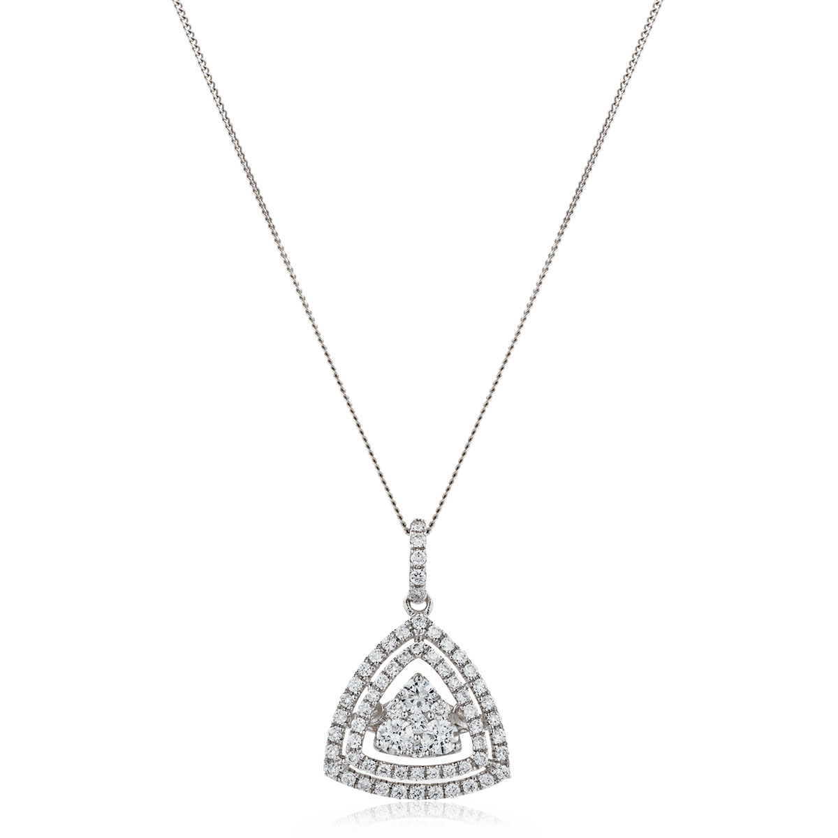 Triangle Shaped Double Halo Diamond Pendant