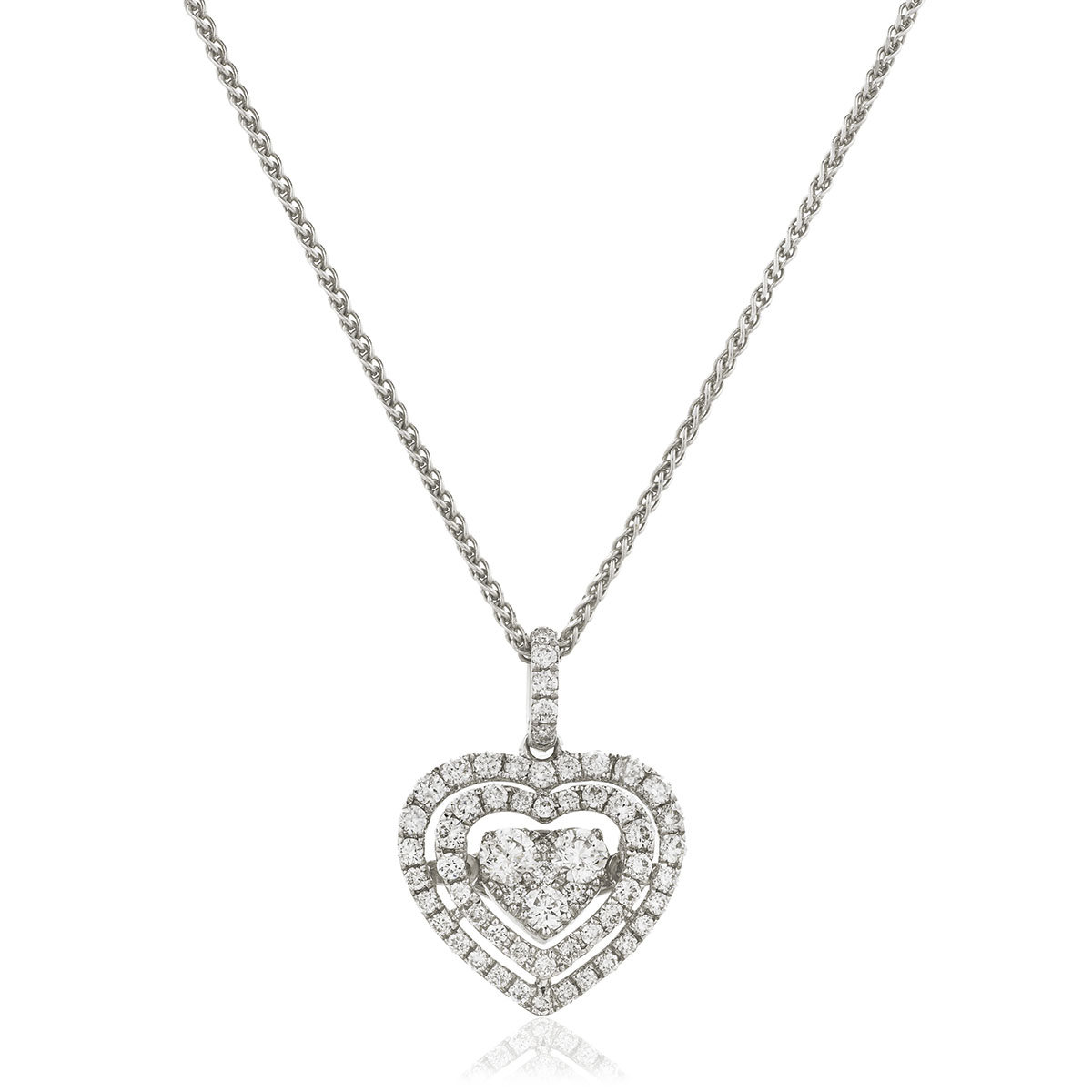 Double Halo Heart Diamond Pendant