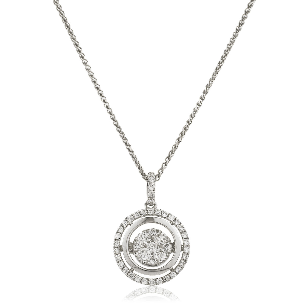 Round Shape Outer Halo Diamond Pendant