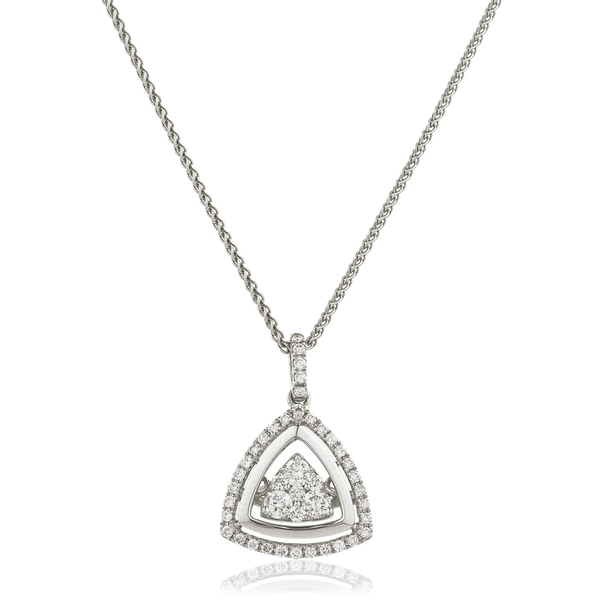 Triangle Shaped Outer Halo Diamond Pendant