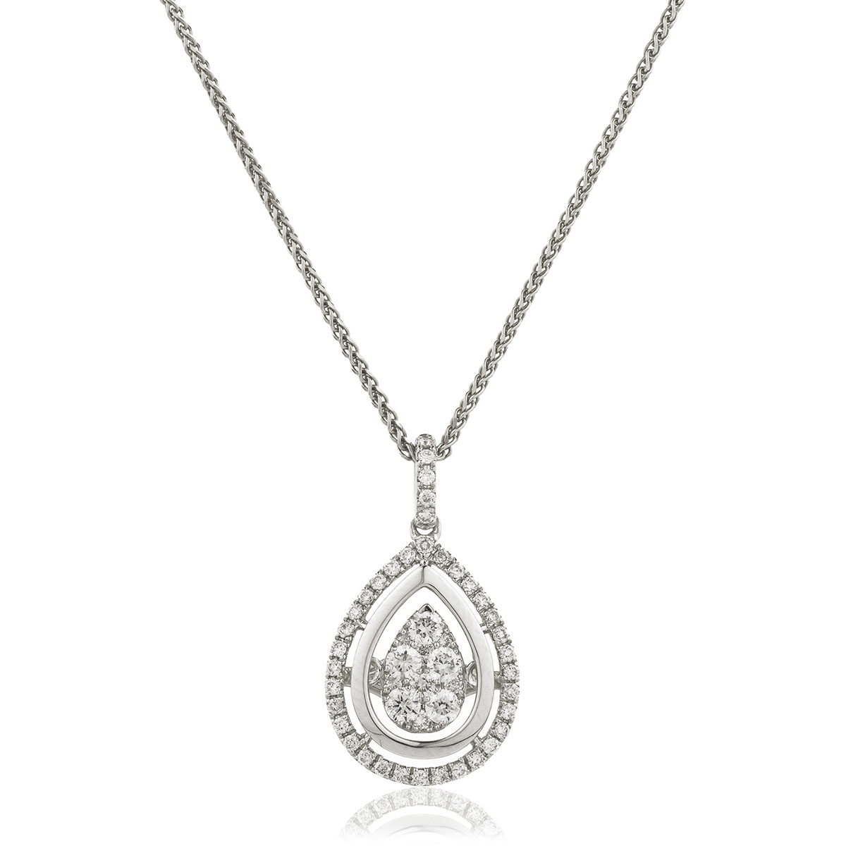 Pear Shaped Outer Halo Diamond Pendant