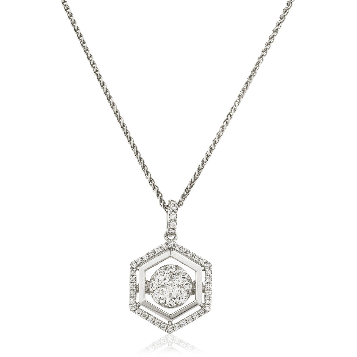 Outer Halo Hexagon Diamond Pendant