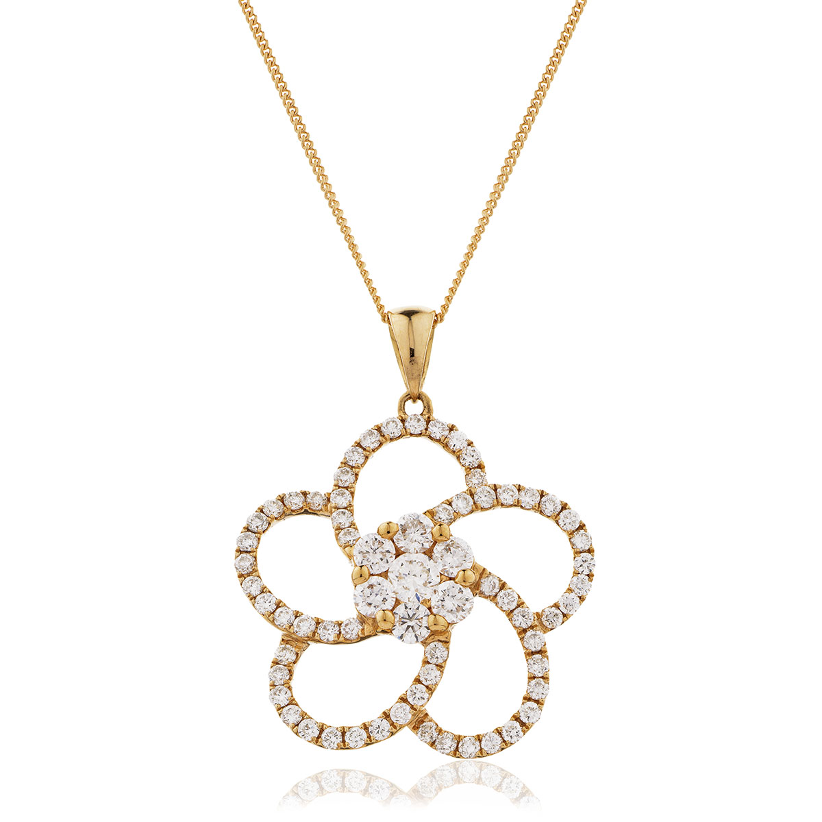 Open Swirl Flower Diamond Pendant