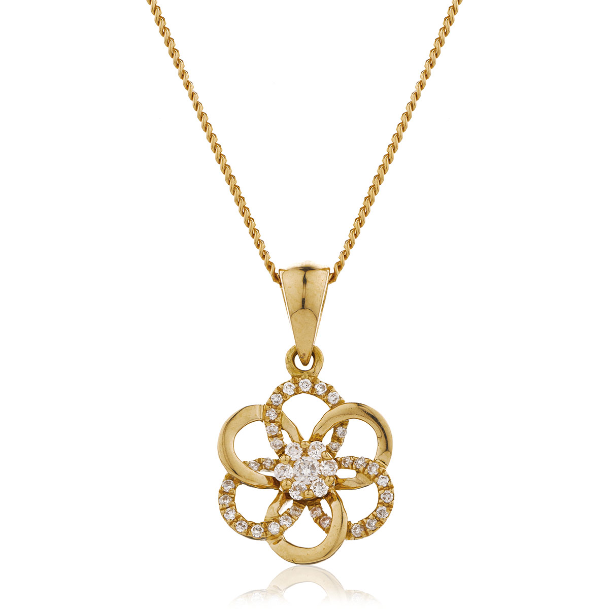 Flower Shape Open Mixed Diamond Pendant