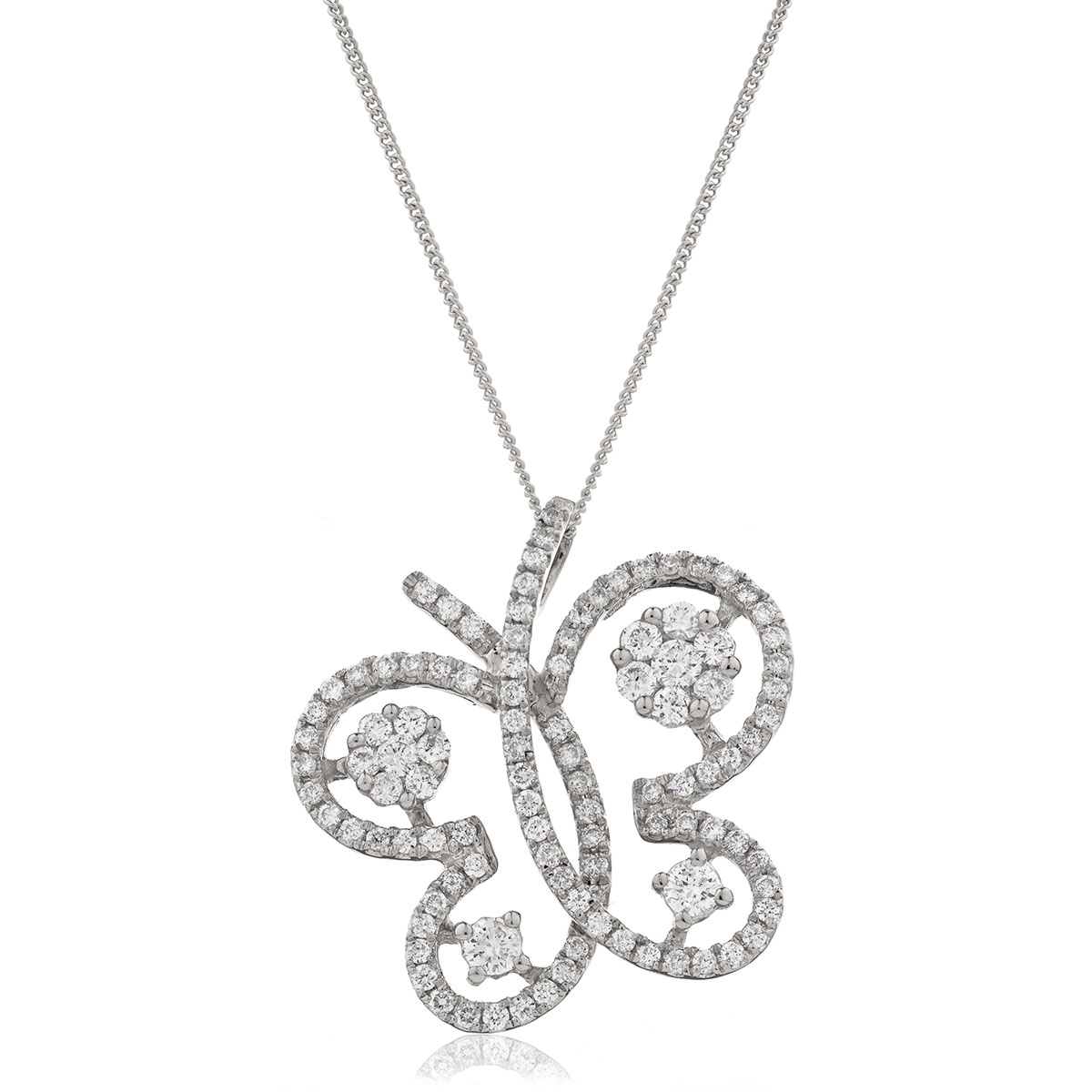 Butterfly Shape Open Pave Diamond Pendant